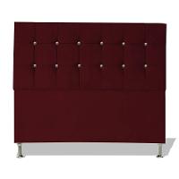Cabeceira De Cama Box Cristal Casal 140 Cm Botão Strass Suede Vinho Do Lar Móveis - 1