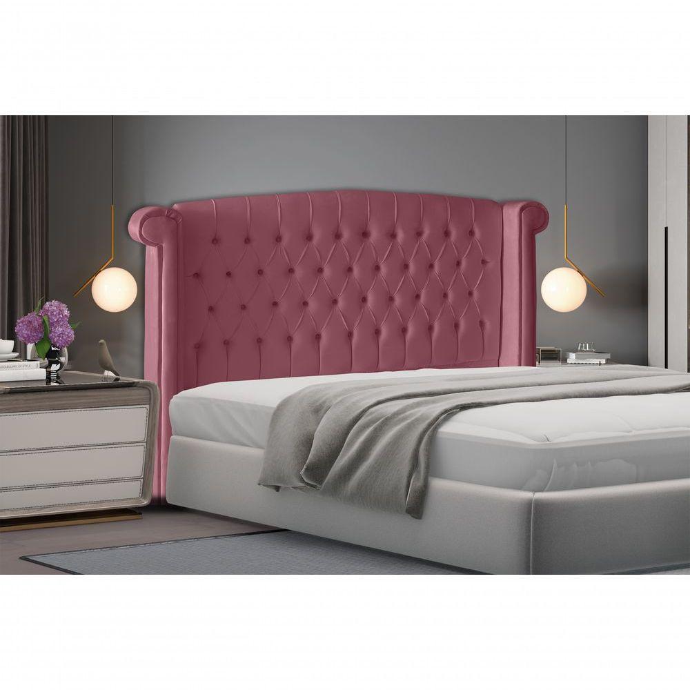 Cabeceira De Cama Box Luxo King 195 Cm Suede Rosa Bebê Do Lar Móveis - 2