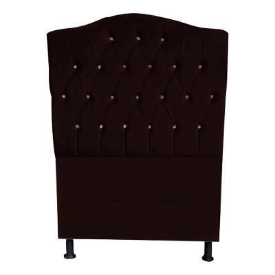 Cabeceira De Cama Box Princesa Solteiro 90 Cm Botão Strass Suede Marrom Do Lar Móveis