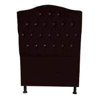 Cabeceira De Cama Box Princesa Solteiro 90 Cm Botão Strass Suede Marrom Do Lar Móveis - 1