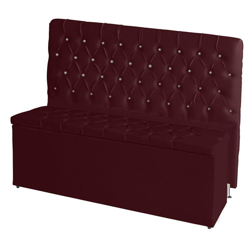 Kit Cabeceira De Cama E Calçadeira Baú Estrela Queen 160 Cm Suede Capitonê Bordo Casa Móveis E Decoração - 1