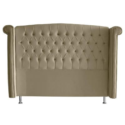 Cabeceira De Cama Box Luxo King 195 Cm Suede Bege Do Lar Móveis