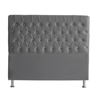 Cabeceira De Cama Box Estrela Casal 140 Cm Suede Botão Cristal Grafite Do Lar Móveis E Decoração
