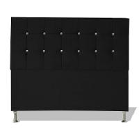 Cabeceira De Cama Box Cristal Queen 160 Cm Botão Strass Suede Preto Do Lar Móveis - 1