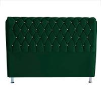 Cabeceira De Cama Box Jully Queen 160 Cm Botão Strass Suede Verde Do Lar Móveis - 2