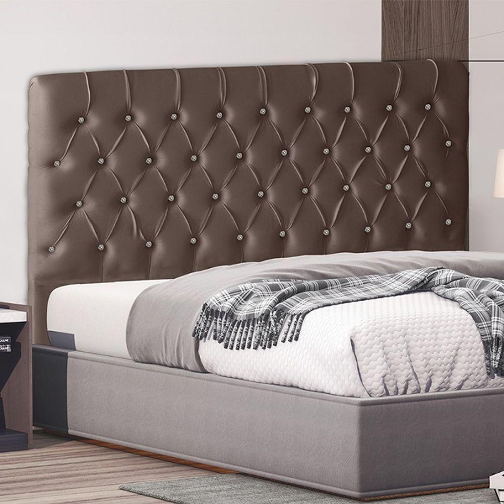 Cabeceira De Cama Box Estrela King 195 Cm Suede Botão Cristal Rosê Do Lar Móveis E Decoração - 2