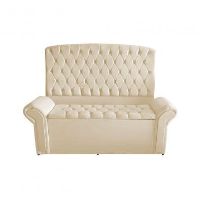 Kit Dubaí Cabeceira De Cama Box Casal E Recamier Baú Solteiro 90 Cm Suede Porcelana Do Lar Móveis