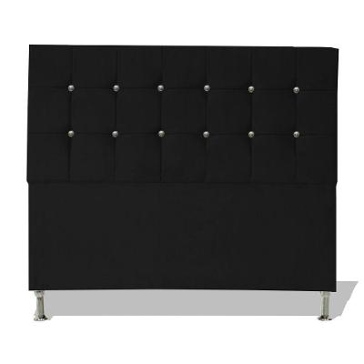 Cabeceira De Cama Box Cristal King 195 Cm Botão Strass Suede Preto Do Lar Móveis