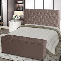 Kit De Quarto Cabeceira De Cama Box E Calçadeira Baú Estrela King 195 Cm Suede Botão Strass Rosê Do Lar Móveis E Decoraç - 2