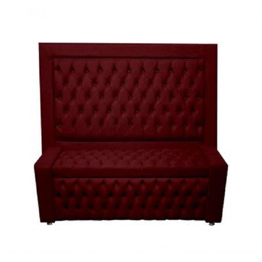 Kit Cabeceira De Cama Box E Calçadeira Baú Retro Capitonê Botão Encapados King 195 Cm Suede Bordo Do Lar Móveis - 1