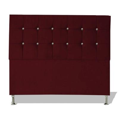 Cabeceira De Cama Box Cristal Queen 160 Cm Botão Strass Suede Vinho Do Lar Móveis