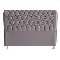 Cabeceira De Cama Box Londres Casal 140 Cm Suede Botão De Strass Prata Do Lar Móveis E Decoração - 1
