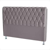 Cabeceira De Cama Box Londres Casal 140 Cm Suede Botão De Strass Prata Do Lar Móveis E Decoração - 2