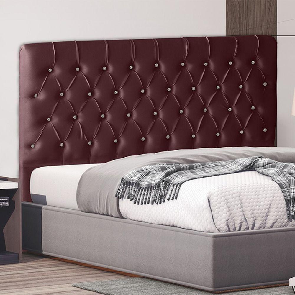 Cabeceira De Cama Box Estrela Queen 160 Cm Suede Botão Cristal Vinho Bordo Do Lar Móveis E Decoração - 2