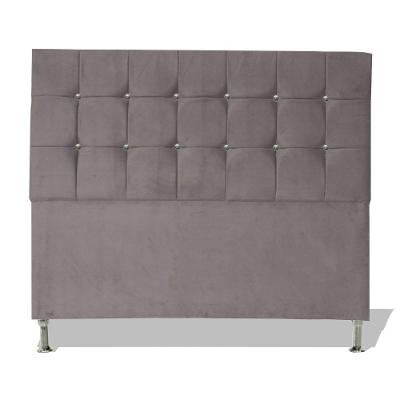 Cabeceira De Cama Box Cristal Casal 140 Cm Botão Strass Suede Prata Do Lar Móveis
