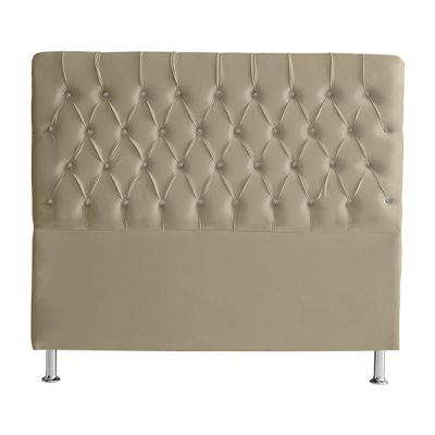 Cabeceira De Cama Box Estrela Casal 140 Cm Suede Botão Cristal Bege Do Lar Móveis E Decoração