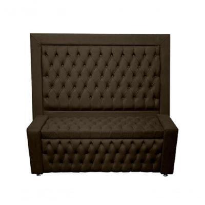 Kit Cabeceira De Cama Box E Calçadeira Baú Retro Capitonê Botão Encapados King 195 Cm Suede Marrom Do Lar Móveis