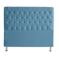 Cabeceira De Cama Box Estrela King 195 Cm Suede Botão Cristal Azul Bebê Do Lar Móveis E Decoração - 1