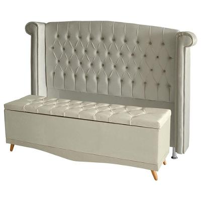 Kit De Quarto Cabeceira De Cama Box E Calçadeira Baú Toquio Casal Queen 160 Cm Suede Porcelana Do Lar Móveis E Decoração