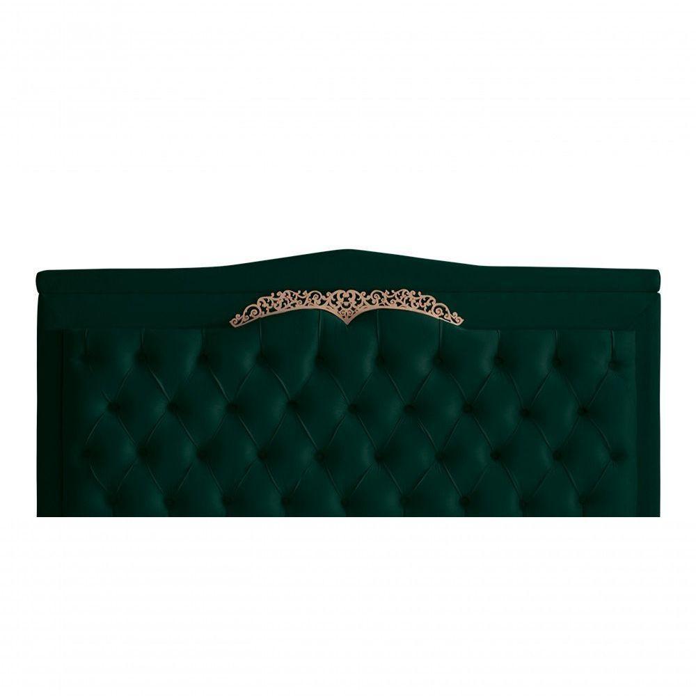 Cabeceira De Cama Box Painel Barcelona King 195 Cm Retro Capitonê Botão Encapados Suede Verde Do Lar Móveis - 1