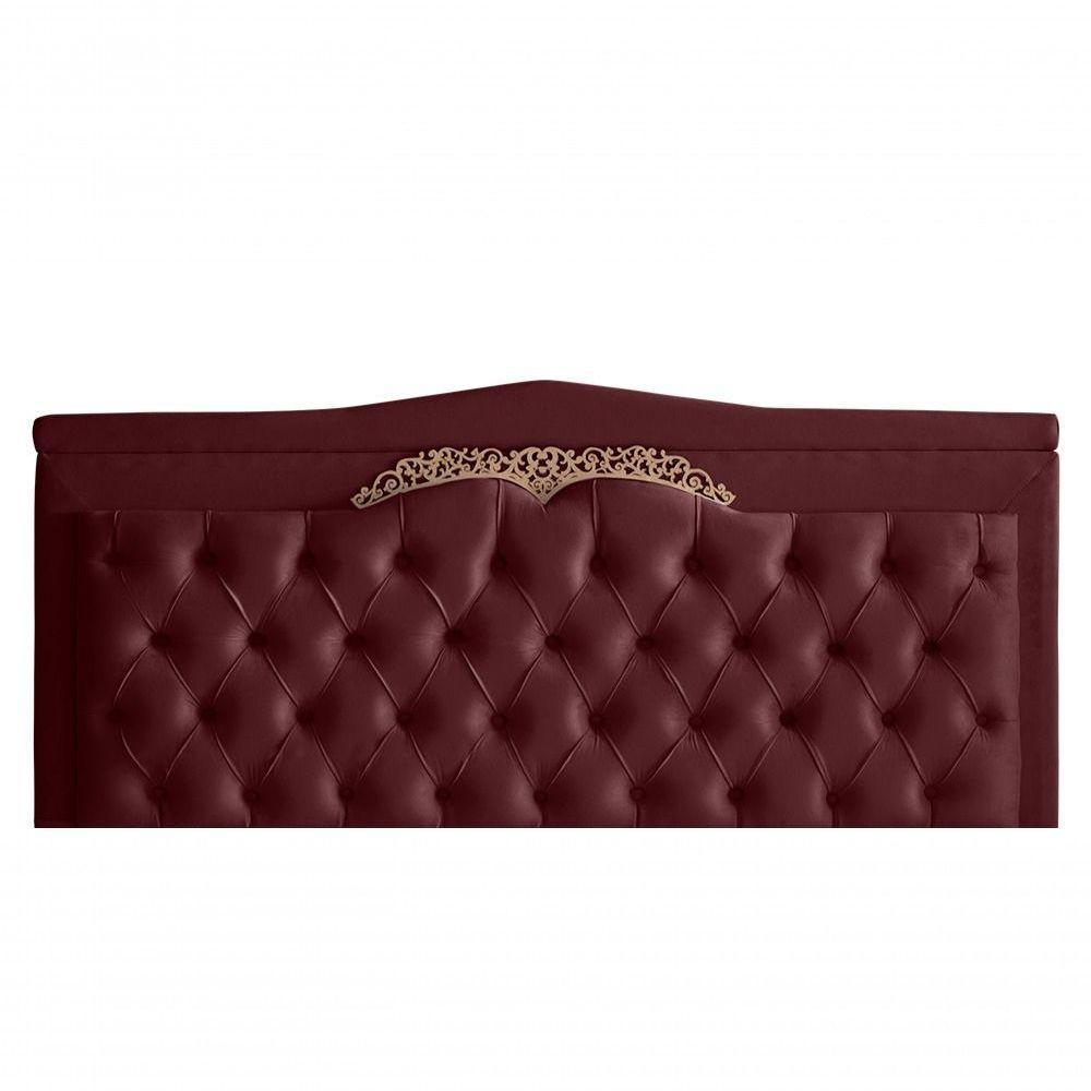 Cabeceira De Cama Box Painel Barcelona Casal 140 Cm Retro Capitonê Botão Encapados Suede Bordo Do Lar Móveis - 1