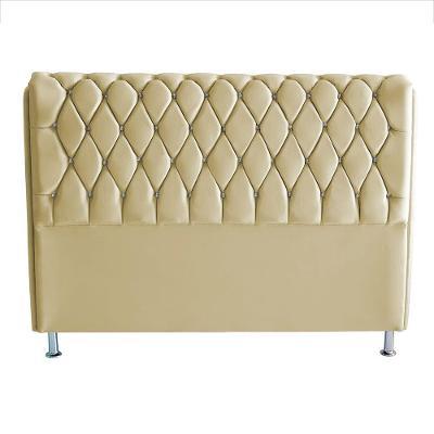 Cabeceira De Cama Box Jully Casal 140 Cm Botão Strass Suede Bege Do Lar Móveis