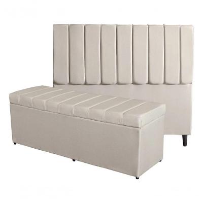 Kit De Quarto Roma Cabeceira De Cama Box E Calçadeira Baú Casal 140 Cm Suede Porcelana Do Lar Móveis E Decoração