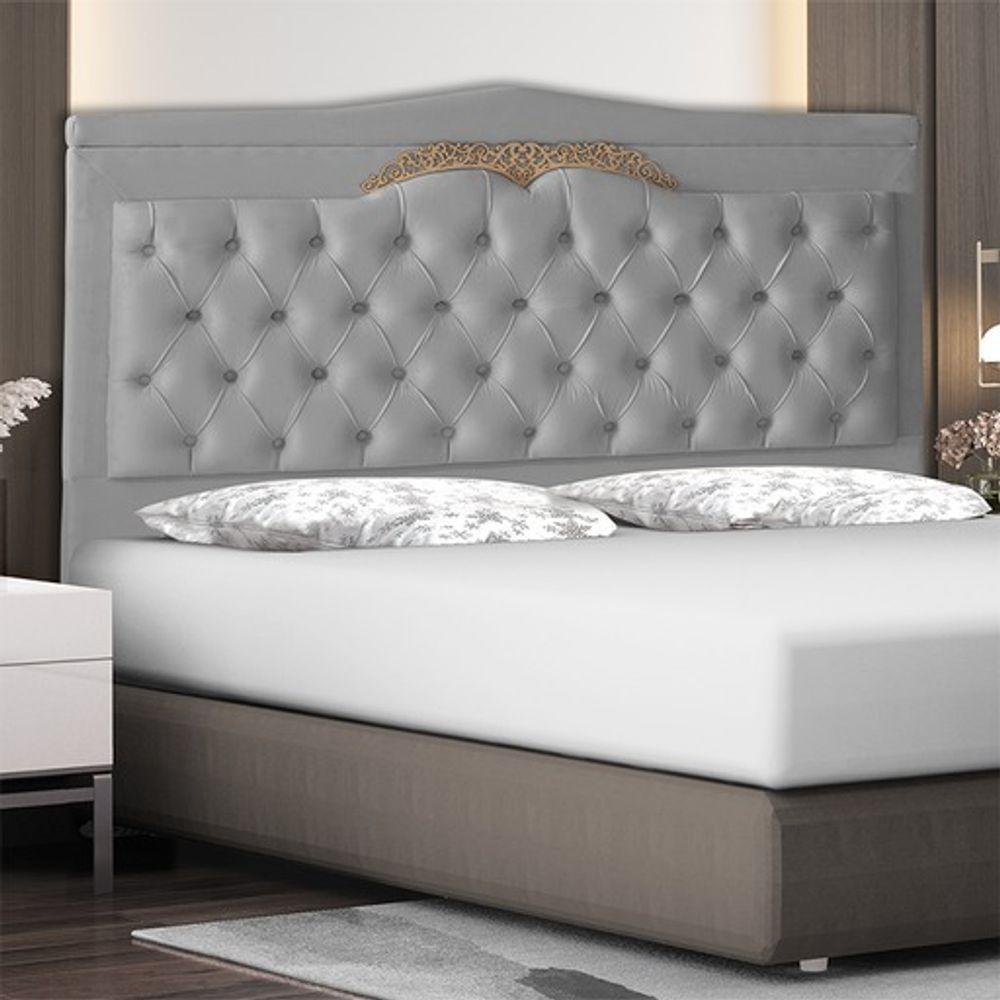 Cabeceira De Cama Box Madri Casal 140 Cm Suede Prata Do Lar Móveis E Decoração - 2