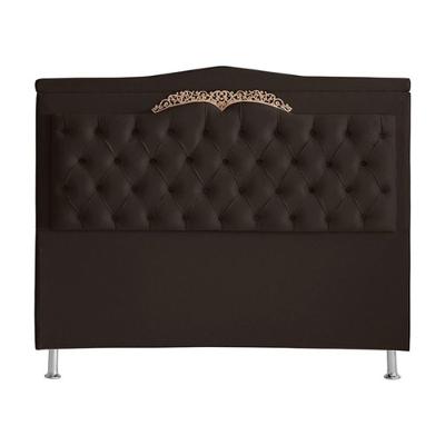 Cabeceira De Cama Box Barcelona Casal 140 Cm Capitonê Retro Botão Encapados Suede Marrom Do Lar Móveis