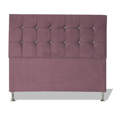 Cabeceira De Cama Box Cristal King 195 Cm Botão Strass Suede Rosê Do Lar Móveis