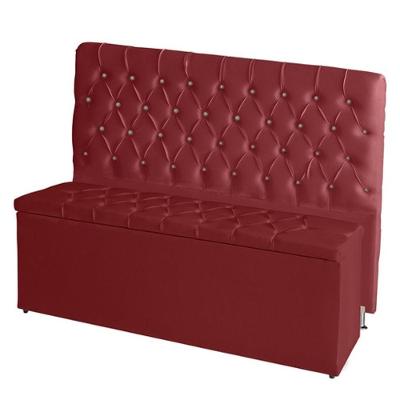 Kit De Quarto Cabeceira De Cama Box E Calçadeira Baú Estrela Casal 140 Cm Suede Botão Strass Vermelho Do Lar Móveis E De