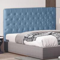 Cabeceira De Cama Box Estrela Casal 140 Cm Suede Botão Cristal Azul Bebê Do Lar Móveis E Decoração - 2