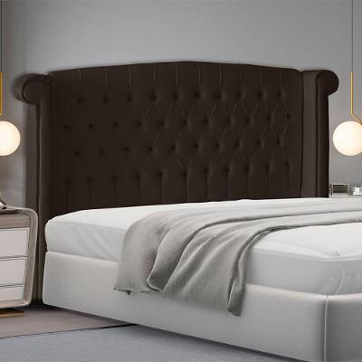 Cabeceira De Cama Box Toquio King 195 Cm Suede Marrom Do Lar Móveis E Decoração