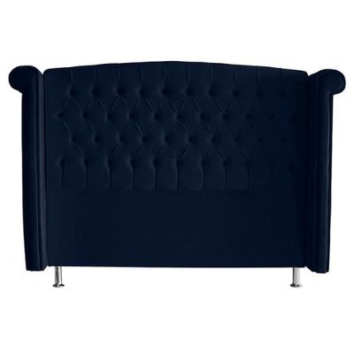 Cabeceira De Cama Box Luxo King 195 Cm Suede Azul Marinho Do Lar Móveis