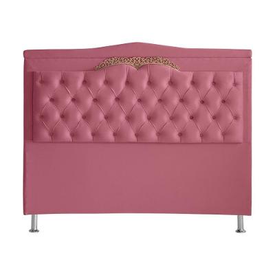 Cabeceira De Cama Box Barcelona Casal 140 Cm Capitonê Retro Botão Encapados Suede Rosa Bebê Do Lar Móveis