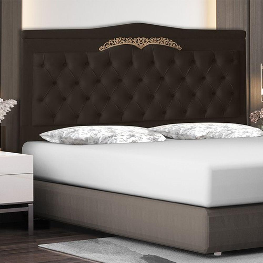 Cabeceira De Cama Box Barcelona Queen 160 Cm Capitonê Retro Botão Encapados Suede Marrom Do Lar Móveis - 2