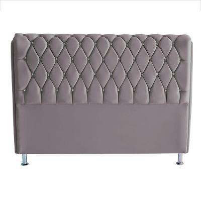 Cabeceira De Cama Box Londres King 195 Cm Suede Botão De Strass Prata Do Lar Móveis E Decoração