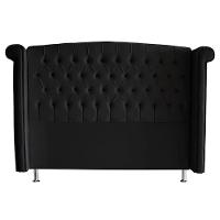 Cabeceira De Cama Box Luxo Casal 140 Cm Suede Preto Do Lar Móveis - 1