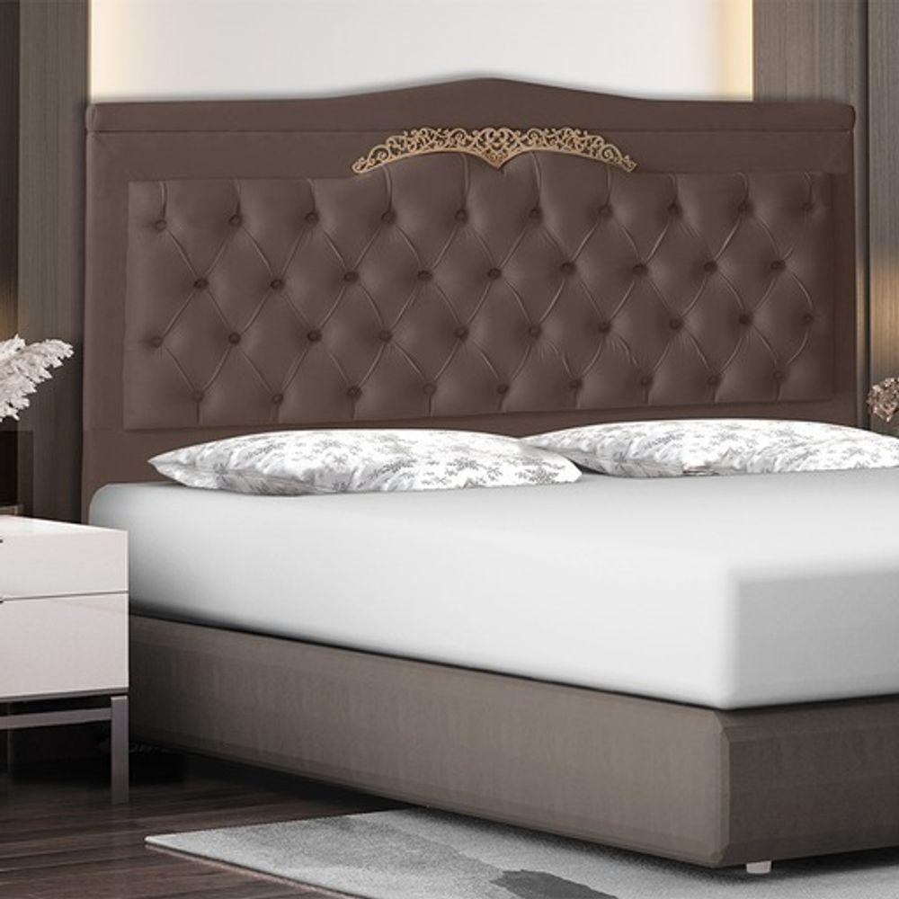 Cabeceira De Cama Box Barcelona King 195 Cm Capitonê Retro Botão Encapados Suede Rosê Do Lar Móveis - 2