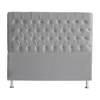 Cabeceira De Cama Box Paris King 195 Cm Botão Strass Suede Prata Do Lar Móveis