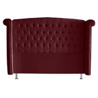 Kit Cabeceira De Cama Box E Calçadeira Baú Luxo Queen 160 Cm Suede Bordo Do Lar Móveis - 3