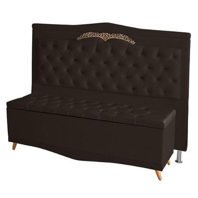 Kit Cabeceira De Cama Box E Calçadeira Baú Madri King 195 Cm Suede Marrom Do Lar Móveis E Decoração