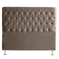 Cabeceira De Cama Box Paris Casal 140 Cm Botão Strass Suede Capuccino Do Lar Móveis - 1