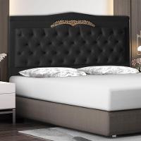 Cabeceira De Cama Box Barcelona Queen 160 Cm Capitonê Retro Botão Encapados Suede Preto Do Lar Móveis - 2