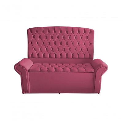 Kit De Quarto Cabeceira De Cama Box E Calçadeira Baú Dubai King 195 Cm Suede Rosa Bebê Do Lar Móveis E Decoração