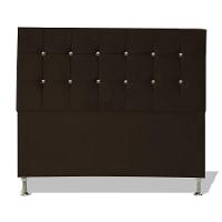 Cabeceira De Cama Box Cristal Casal 140 Cm Botão Strass Suede Marrom Do Lar Móveis - 1