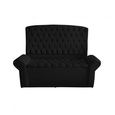 Kit De Quarto Cabeceira De Cama Box E Calçadeira Baú Dubai King 195 Cm Suede Preto Do Lar Móveis E Decoração