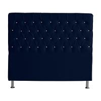 Cabeceira De Cama Box Estrela King 195 Cm Suede Botão Cristal Azul Marinho Do Lar Móveis E Decoração - 1