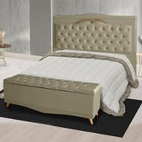 Kit Cabeceira De Cama Box E Calçadeira Baú Madri Queen 160 Cm Suede Bege Do Lar Móveis E Decoração - 2