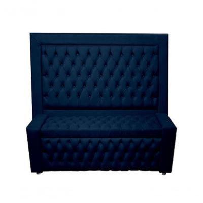Kit Cabeceira De Cama Box E Calçadeira Baú Retro Capitonê Botão Encapados King 195 Cm Suede Azul Marinho Do Lar Móveis